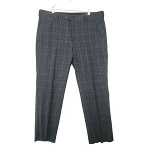 Coppley 1883 Mens Gray Plaid Wool Cashmere Dress Pants 38 Made In Canada 24CT
